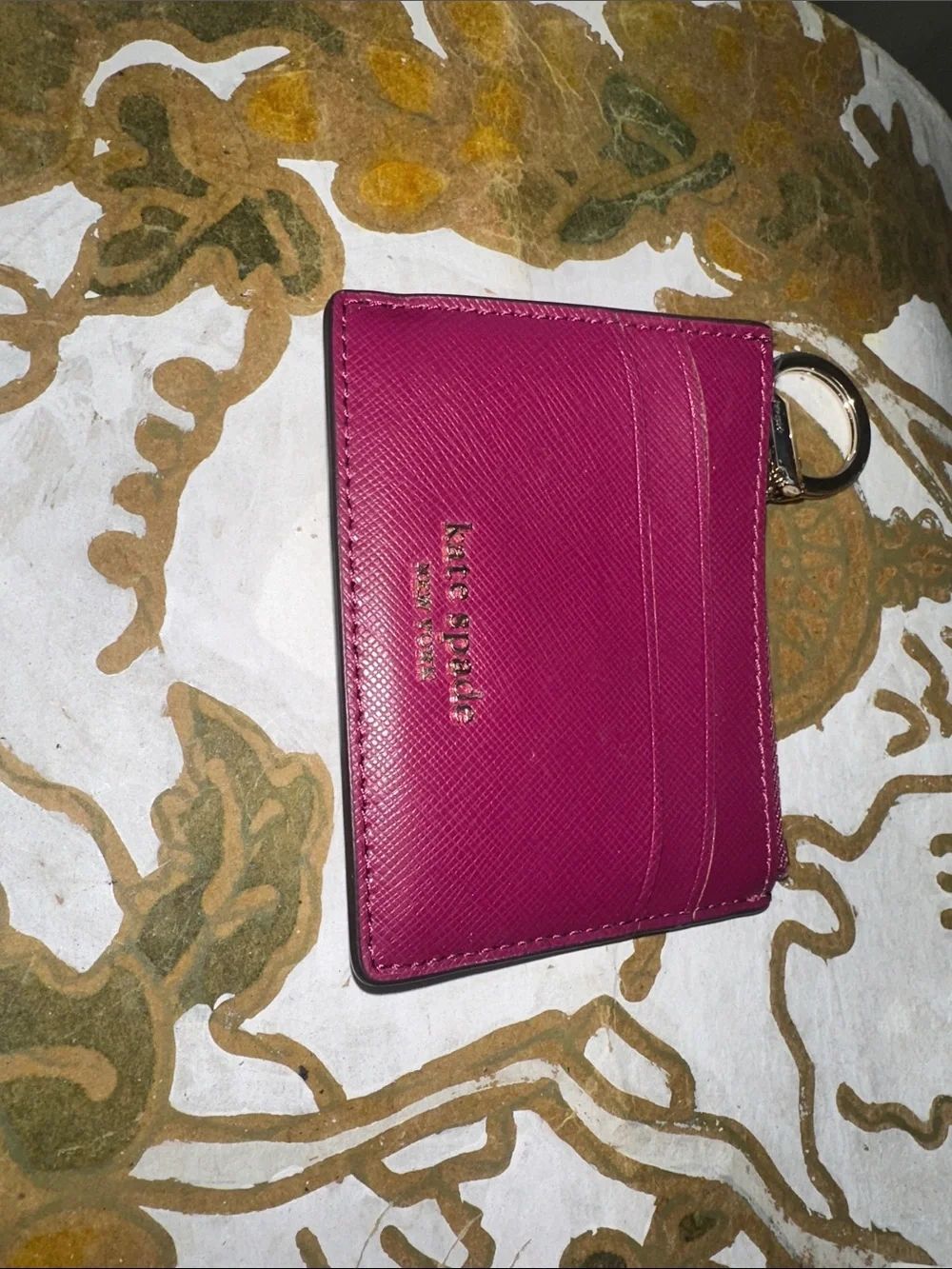 kate spade Magenta Leather Key & Card Holder